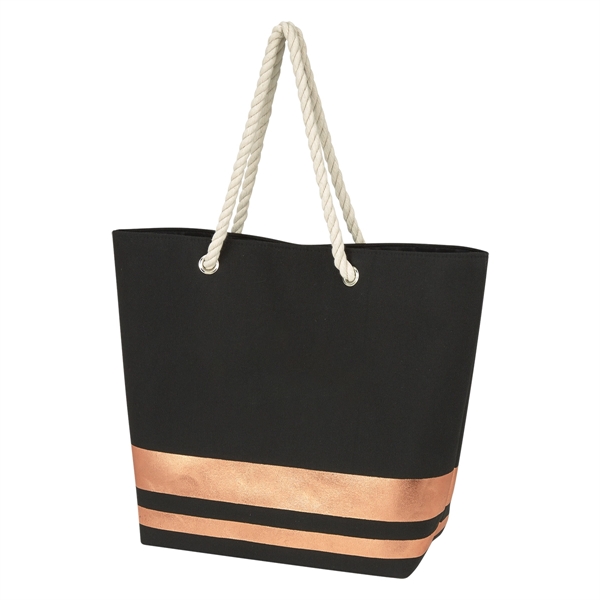 Black-Rose Gold color option for Metal Accented Rope Handled Tote