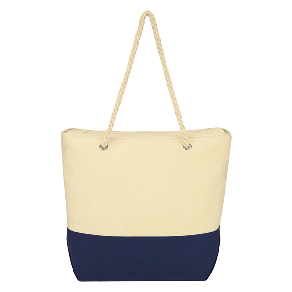 Natural With Navy color option for Cruiser's Roped Tote