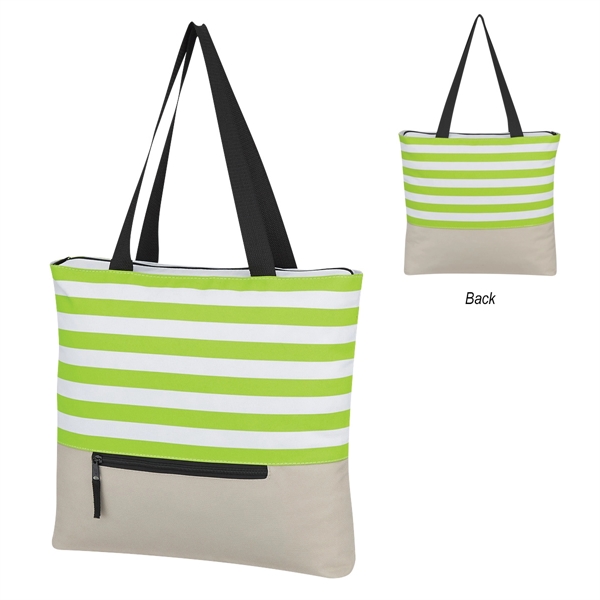 Gray With Lime color option for Big Striped Tote Bag