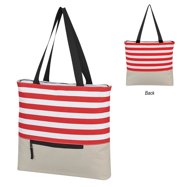 Gray With Red color option for Big Striped Tote Bag