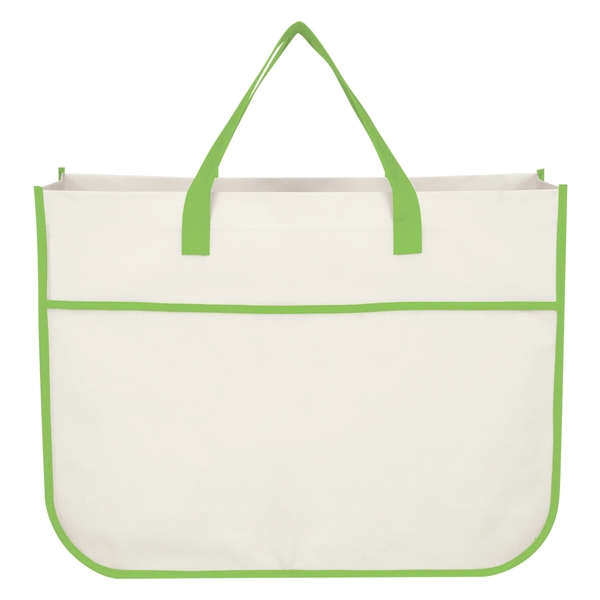 White-Lime Green color option for Next Level Polypropylene Tote Bag