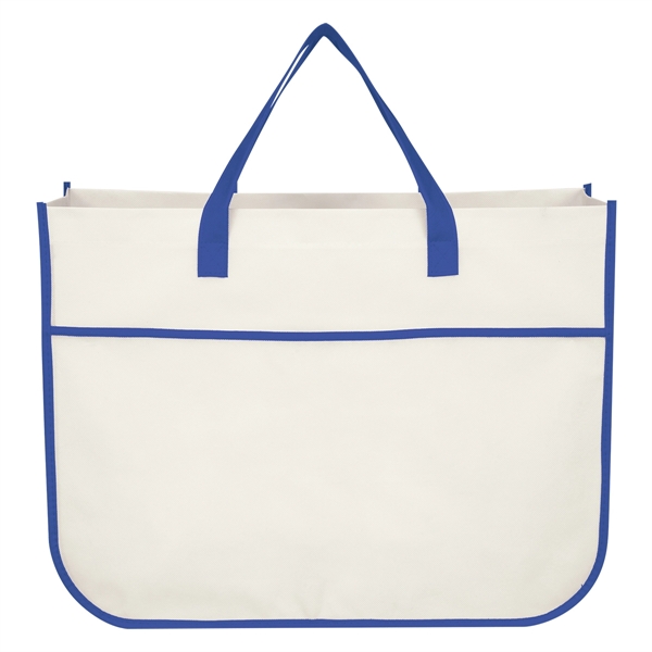 White-Royal Blue color option for Next Level Polypropylene Tote Bag