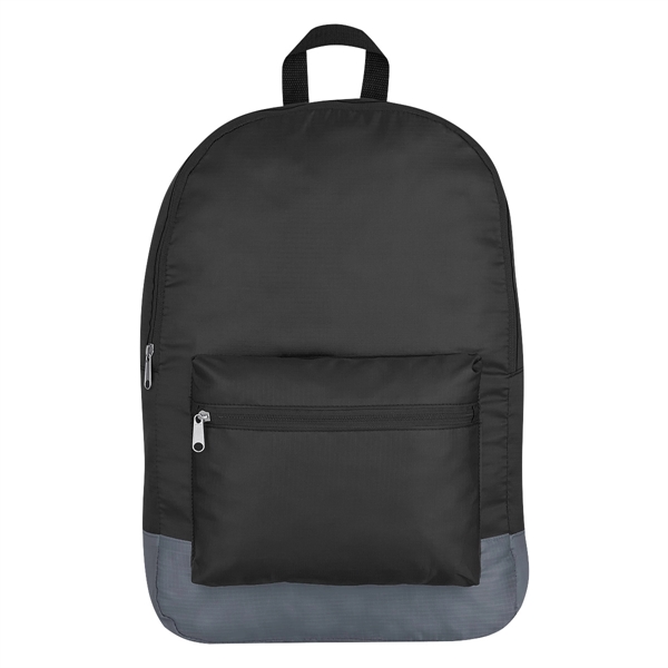 Black With Gray color option for Foldable Polyester Backpack