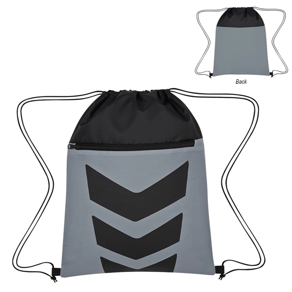 Black With Gray color option for Stylish  Arrow Drawstring Bag