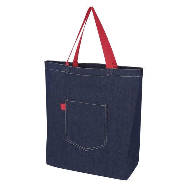 Blue-Red color option for 250 Gsm Denim Tote Bag
