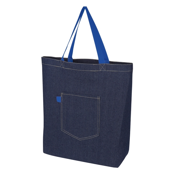 Blue-Royal Blue color option for 250 Gsm Denim Tote Bag
