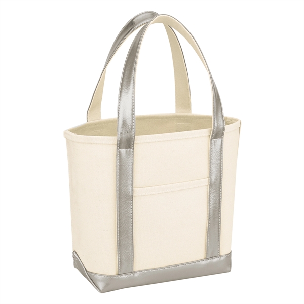 Natural-Silver color option for Stylish Metallic Designed Cotton Canvas Bag