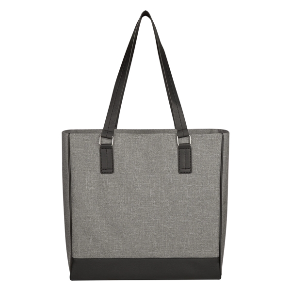 Gray With Black color option for Regular Poly Heathered Tote Bag