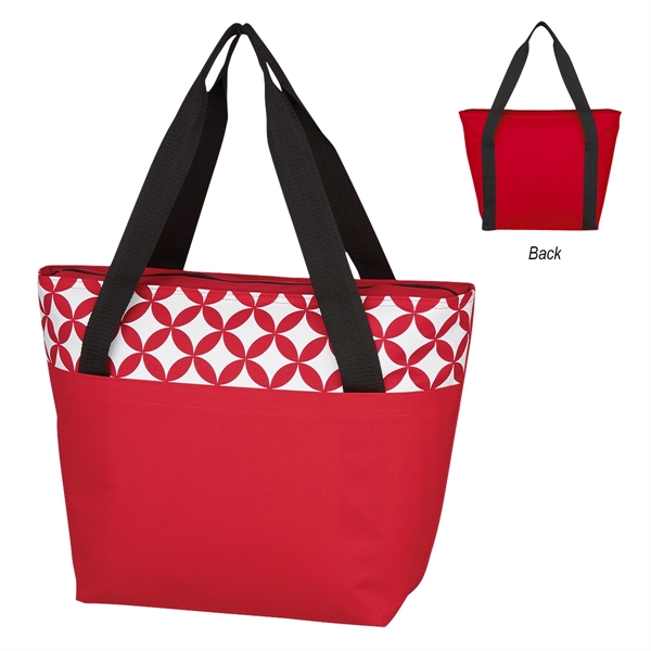 Red color option for Cooler Tote Bag With Circular Design