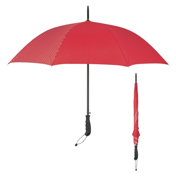 Red-Silver color option for 46" Custom Panel Umbrella With Stripes