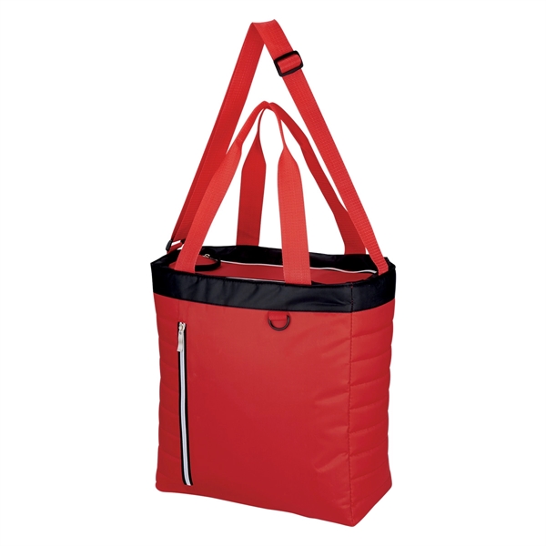 Red color option for Quilted Polyester Cooler Tote Bag