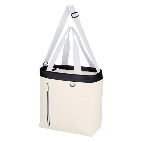 White color option for Quilted Polyester Cooler Tote Bag