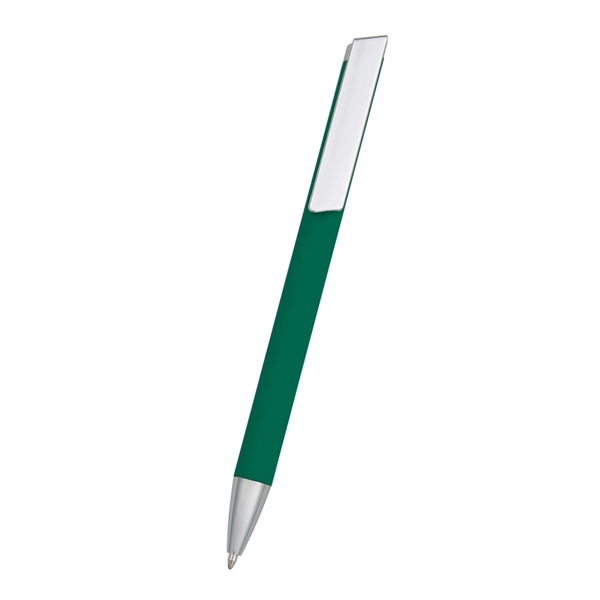 Green-Silver color option for Custom Slider Pen With Rubber Grip