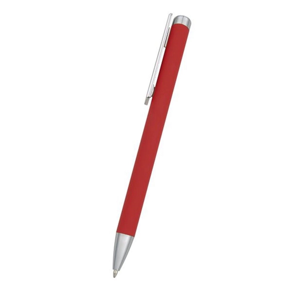 Red-Silver color option for Custom Slider Pen With Rubber Grip