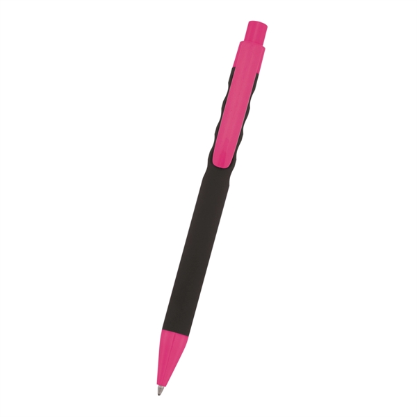 Black-Pink color option for Custom Vibrant Rubber Chaz Pen