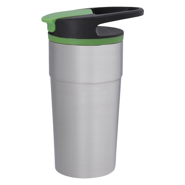 Silver With Green color option for 16 Oz. Insulated Stainless Steel Water Tumbler