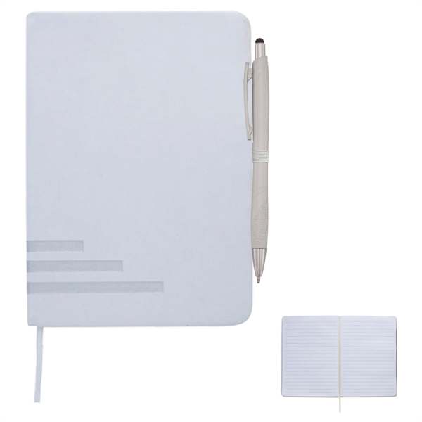 White-Silver color option for Metallic Accented Journal With Stylus