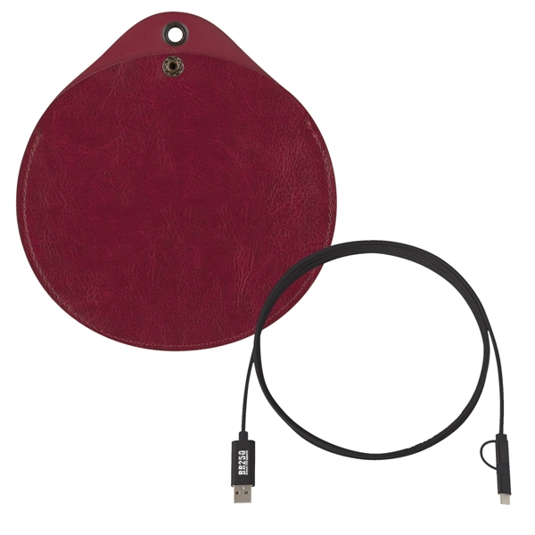 Burgundy color option for Travel Charging Cord In A Pouch