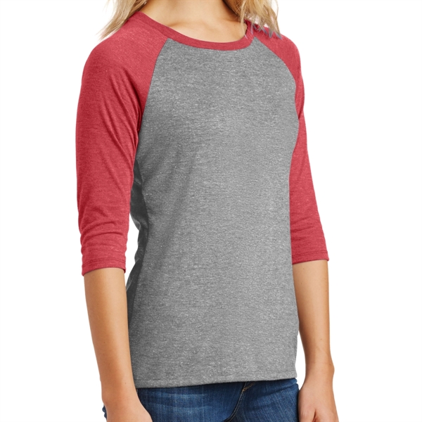 Red Frost/Gray Frost color option for Ladies 3/4 Sleeve Raglan