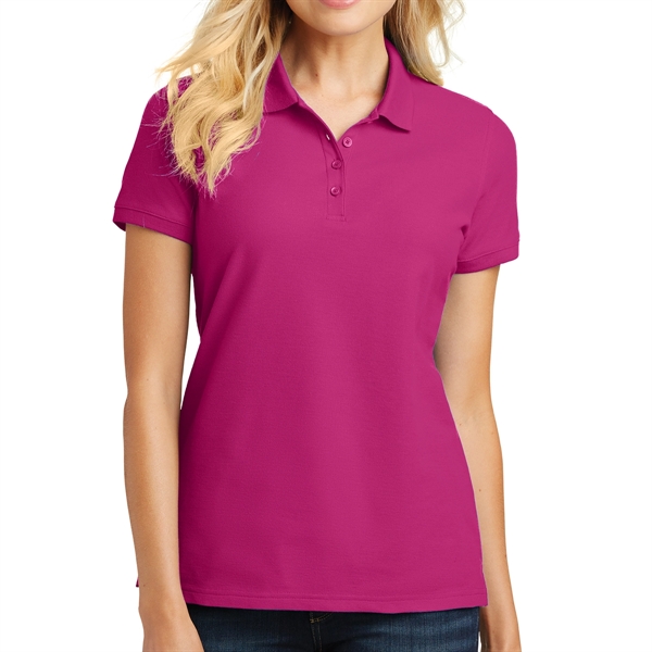 Pink Azalea color option for Lifestyle Port Authority Polo Shirt