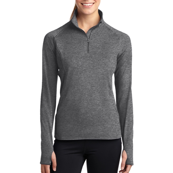 Charcoal Gray Heather color option for Sport Tek Women's Stretchable Pullover