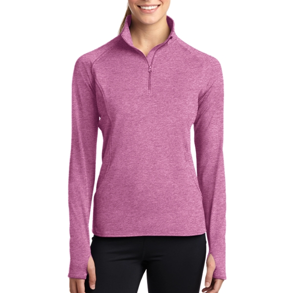 Pink Rush Heather color option for Sport Tek Women's Stretchable Pullover