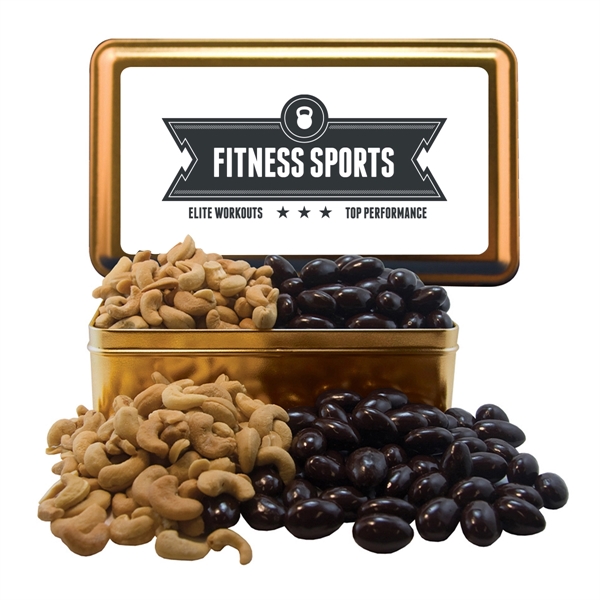 Gold color option for Big Rectangular Tin With Gourmet Treats