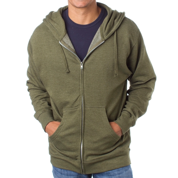 Army Heather color option for Male Midweight Sweatshirt With Zipper And Hood
