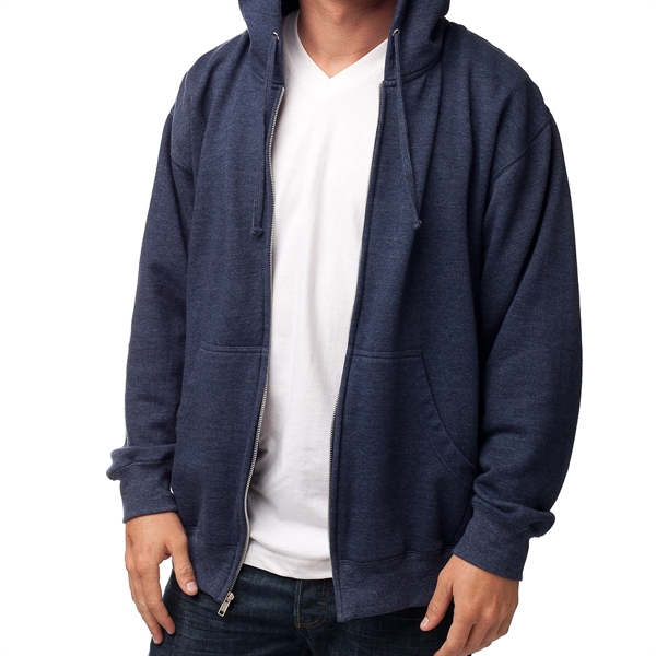 Classic Navy Heather color option for Male Midweight Sweatshirt With Zipper And Hood