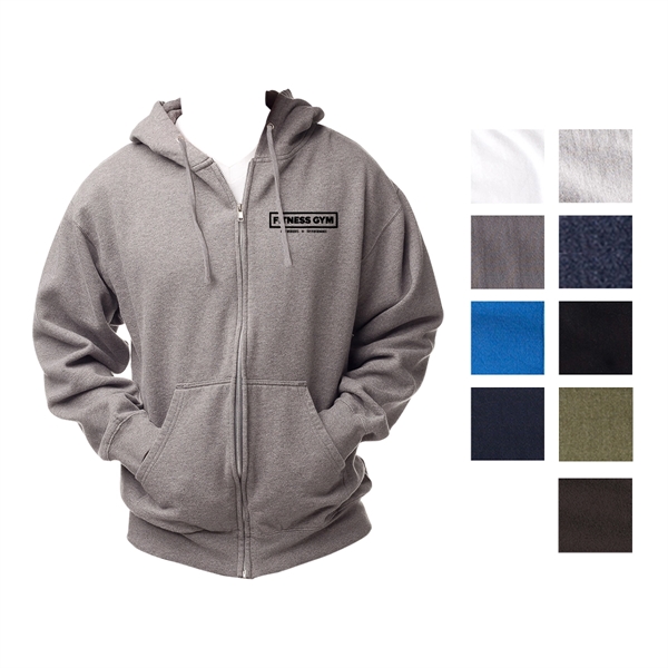 Gunmetal Heather color option for Male Midweight Sweatshirt With Zipper And Hood