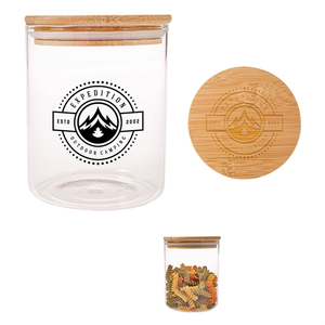 Photo of Bamboo Lid Covered Glass Container