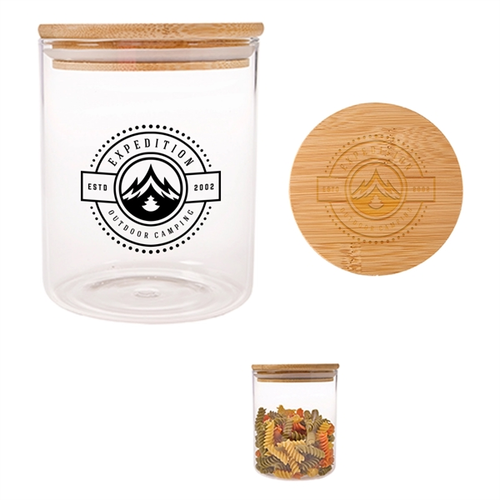 Main photo of Bamboo Lid Covered Glass Container