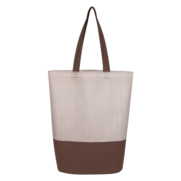 Brown color option for Herringbone Patterned Everyday Non Woven Tote
