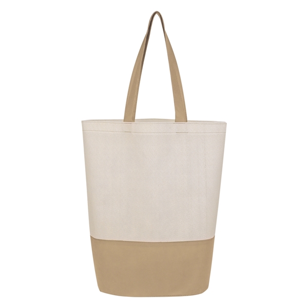 Tan color option for Herringbone Patterned Everyday Non Woven Tote