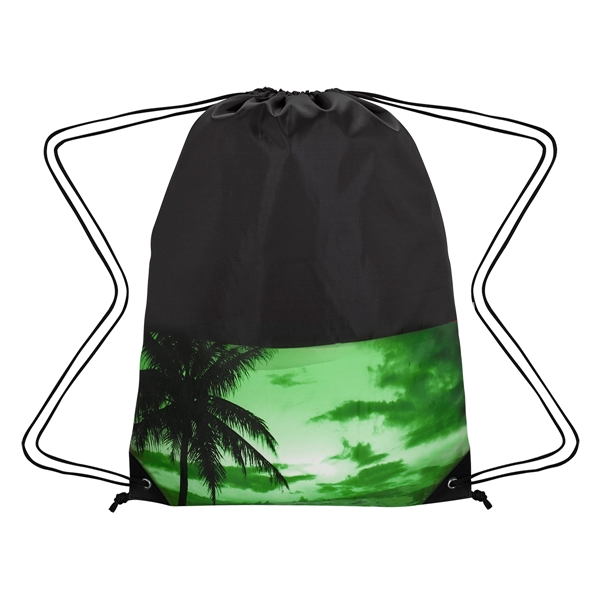 Black-Green color option for Durable Drawstring Bag