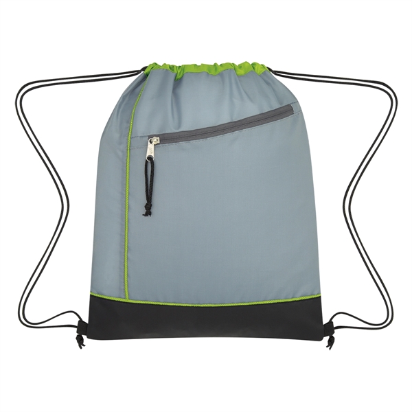Gray-Lime Green color option for Mountain Drawstring Sports Backpack