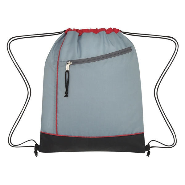 Gray-Red color option for Mountain Drawstring Sports Backpack