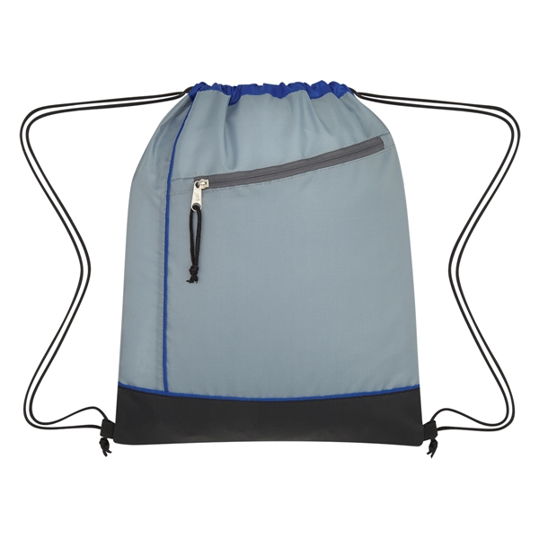 Gray-Royal Blue color option for Mountain Drawstring Sports Backpack