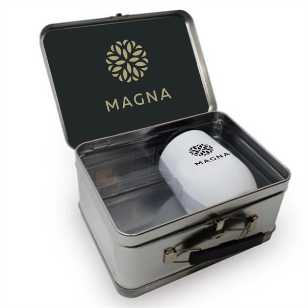 Silver color option for Retro Style Lunchbox And 12 Oz. Stemless Wine Glass