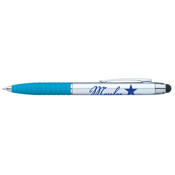 Turquoise/Black Ink color option for Silver Cool Grip Stylus Pen