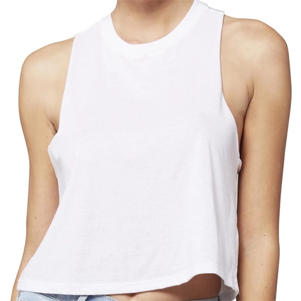 White color option for Bella+Canvas Comfortable Racerback Cropped Tank Top