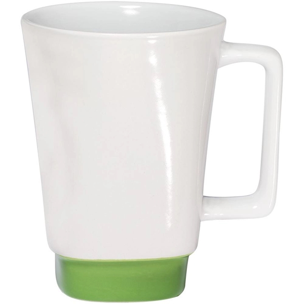 White-Lime Green color option for 16 Oz. Square Shaped Mug With Colored Base