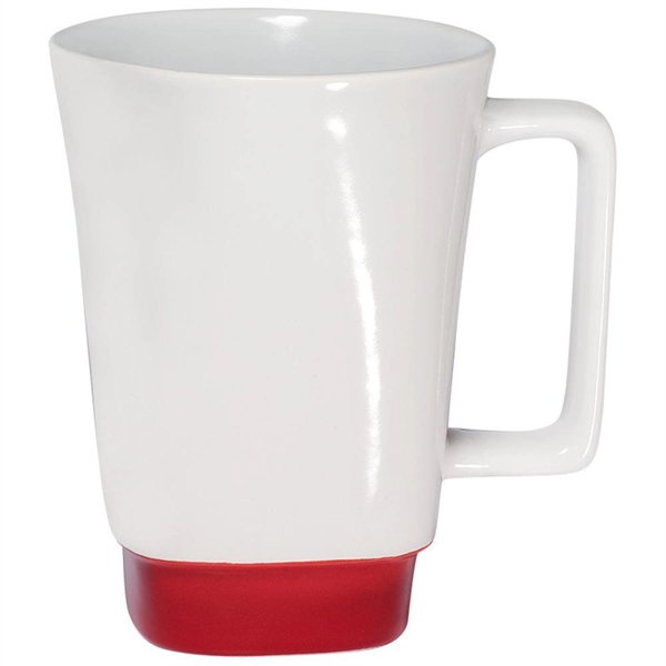 White-Red color option for 16 Oz. Square Shaped Mug With Colored Base