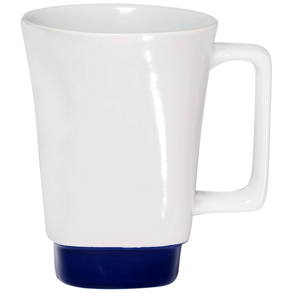 White-Reflex Blue color option for 16 Oz. Square Shaped Mug With Colored Base
