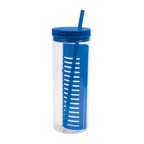 Translucent Blue color option for 600ml (20 Oz.) Fruit Infusion Tumbler With Straw