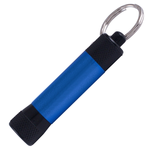 Blue color option for Three Dazzling Led Lights Keyring With Color Jet Imprinting.
