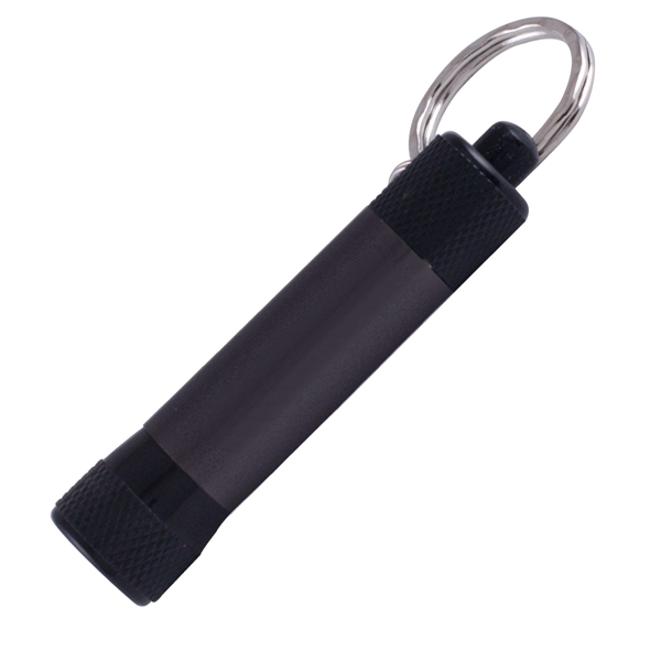 Gunmetal color option for Three Dazzling Led Lights Keyring With Color Jet Imprinting.