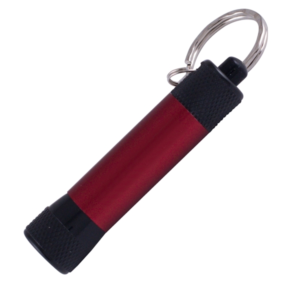 Red color option for Three Dazzling Led Lights Keyring With Color Jet Imprinting.