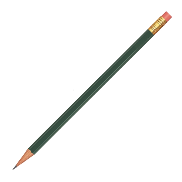 Dark Green color option for Branded Hex Pencil With Pink Eraser