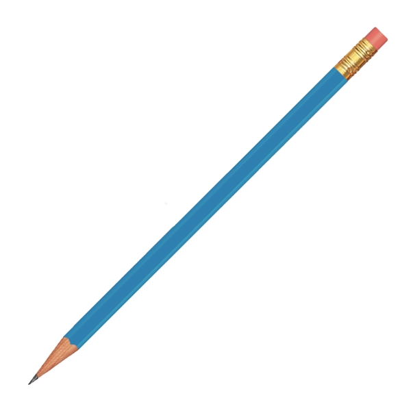 Light Blue color option for Branded Hex Pencil With Pink Eraser